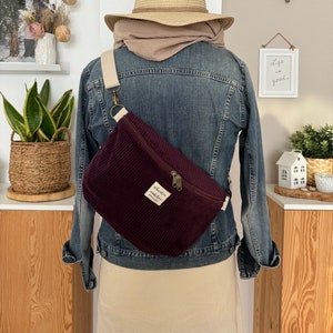 LENE Hipbag Cord Aubergine // Bumbag Crossbody Bag Belt Bag Handbag Ladies Scandi Boho violet purple minimalist simple