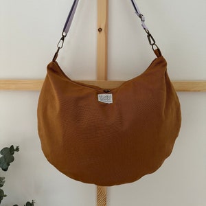 MAVI MOM-Bag Canvas cognac // Ladies shopper large bag Halfmoonbag handbag shoulder bag vegan Scandi brown simple minimalist