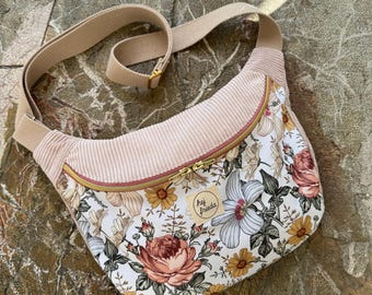FRIEDA Heuptas Zomerbloemen/Corduroy Lichtroze // Grote dames heuptas Crossbodytas Buiktas Riemtas Pastelbloemen
