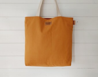 GRETA Totebag Canvas curry // Damen Shopper Tasche Handtasche Schultertasche vegan Boho Skandi gelb schlicht minimalistisch