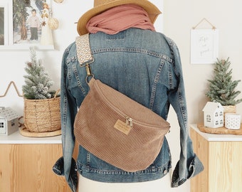 LENE Hipbag Cord Hazel // Bauchtasche Crossbody Tasche Gürteltasche Handtasche Damen Skandi Boho braun hellbraun minimalistisch schlicht