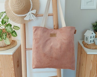 GRETA Cordshopper rosé // Women's shopper bag handbag shoulder bag vegan boho scandi pink pastel flowers simple minimalist