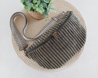 ANNI Heuptas Breed Koord Olijf // Fanny Pack Crossbody Tas Heuptas Handtas Dames Skandi Boho Bruin Olijfgroen