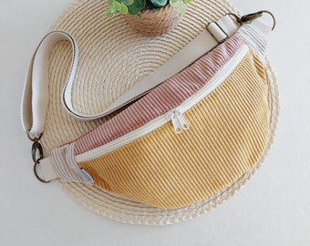 PIPPA Hipbag Colormix Cord curry/rosé/beige chiaro // Marsupio Borsa a tracolla Marsupio Borsa da donna Skandi Boho rosa beige giallo