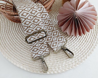 Tasriem BOHO diamant ecru/beige // Verwisselbare riem webbing crossbody tas buiktas heuptas heuptas heuptas Scandi Boho