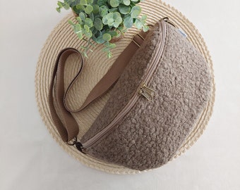 ANNI Hipbag Bouclé taupe dunkel // Bauchtasche Crossbody Tasche Gürteltasche Handtasche Damen Skandi Boho braun hellbraun