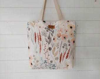 GRETA Totebag Canvas Watercolor Flowers natural // Women's Shopper Bag Handbag Shoulder Bag vegan Boho Skandi simple minimalist