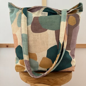 GRETE Shopper Canvas Aquarel // Totebag Strandtas Schoudertas vegan Skandi pastel eenvoudig minimalistisch afbeelding 3