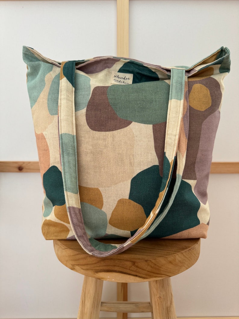 GRETE Shopper Canvas Aquarel // Totebag Strandtas Schoudertas vegan Skandi pastel eenvoudig minimalistisch afbeelding 3