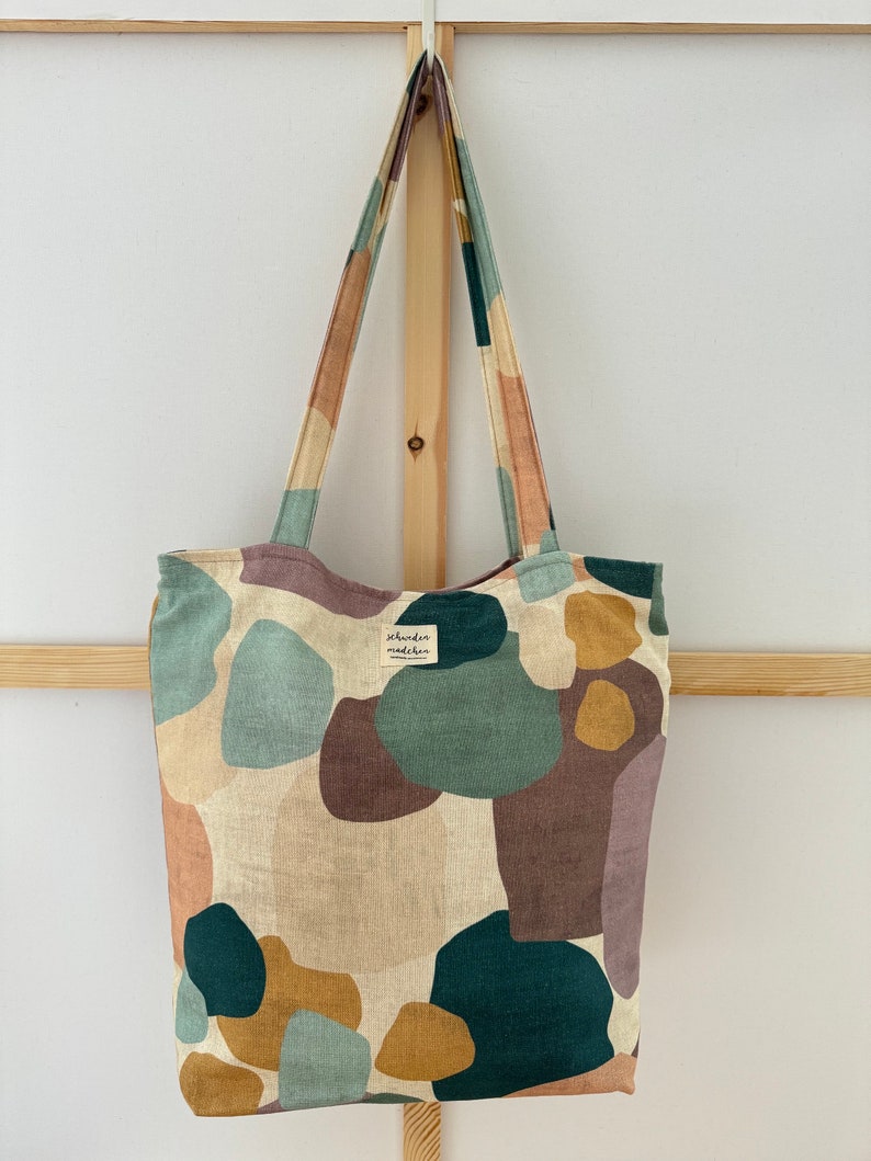 GRETE Shopper Canvas Aquarel // Totebag Strandtas Schoudertas vegan Skandi pastel eenvoudig minimalistisch afbeelding 5