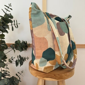 GRETE Shopper Canvas Aquarel // Totebag Strandtas Schoudertas vegan Skandi pastel eenvoudig minimalistisch afbeelding 2