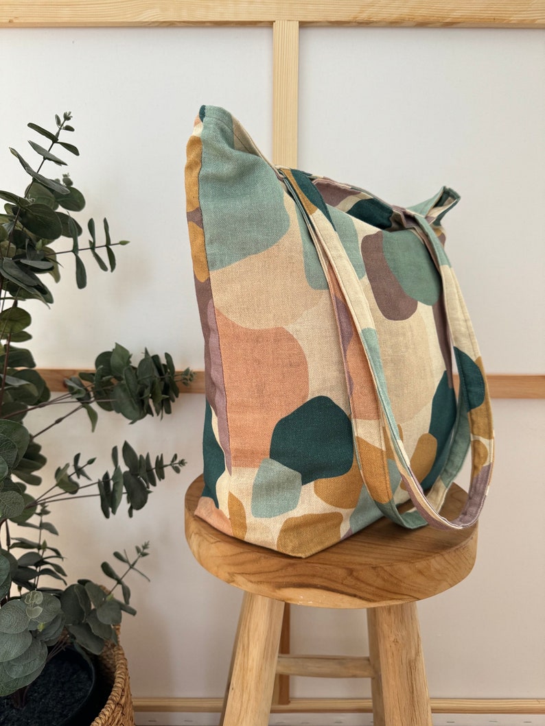 GRETE Shopper Canvas Aquarel // Totebag Strandtas Schoudertas vegan Skandi pastel eenvoudig minimalistisch afbeelding 2