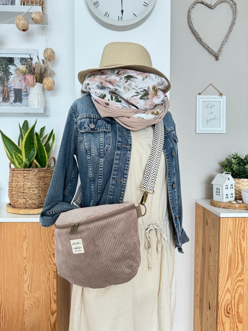 LENE Hipbag Cord Sandbeige // Bauchtasche Crossbody Tasche Gürteltasche Handtasche Damen Skandi Boho beige braun minimalistisch schlicht zdjęcie 8