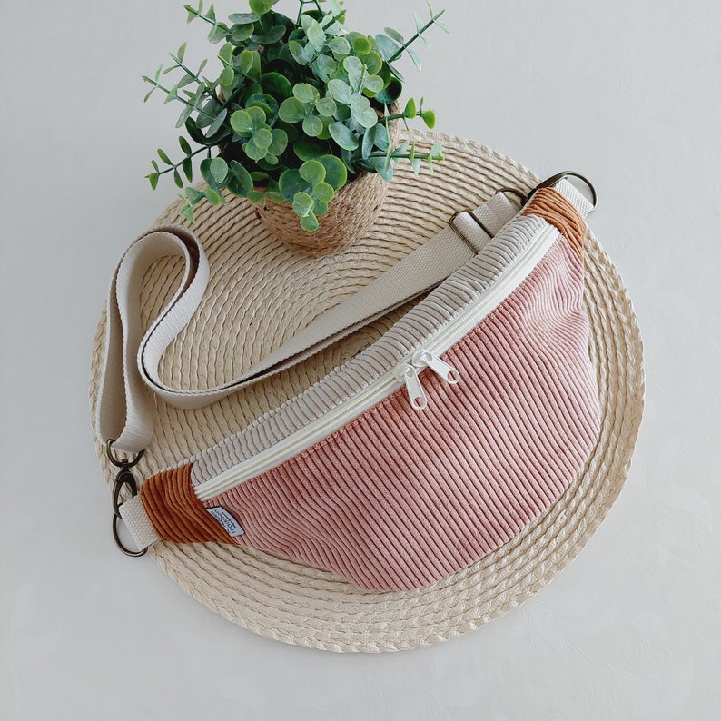 PIPPA Hipbag Colormix Cord rosé/rost/hellbeige // Bauchtasche Crossbody Tasche Gürteltasche Handtasche Damen Skandi Boho rosa beige rost zdjęcie 1