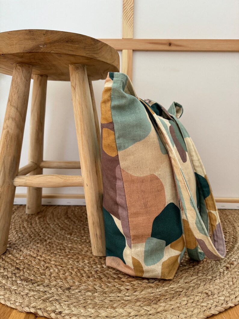 GRETE Shopper Canvas Aquarel // Totebag Strandtas Schoudertas vegan Skandi pastel eenvoudig minimalistisch afbeelding 4