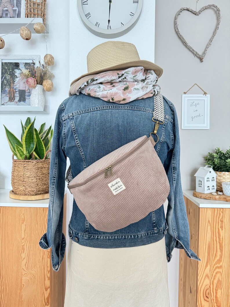 LENE Hipbag Cord Sandbeige // Bauchtasche Crossbody Tasche Gürteltasche Handtasche Damen Skandi Boho beige braun minimalistisch schlicht zdjęcie 1