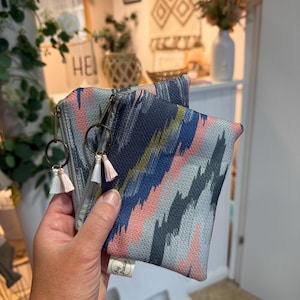 LINA Etui INDIA bunt/ Schminktäschchen / Geldbörse / Geldbeutel / Portemonnaie // Möbelstoff Jacquard grau beige vegan Boho Style