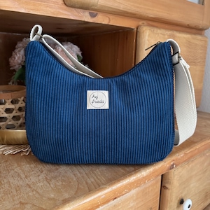 MAJA Crossbody Bag Cord cobalt // Women's shoulder bag handbag crossbag hobobag bohobag pastel blue