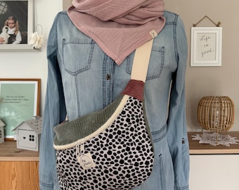 FRIEDA Hipbag Colorblock Leo/sage/dusty rose // Grande marsupio da donna, borsa a tracolla, marsupio, marsupio, velluto a coste, pastello