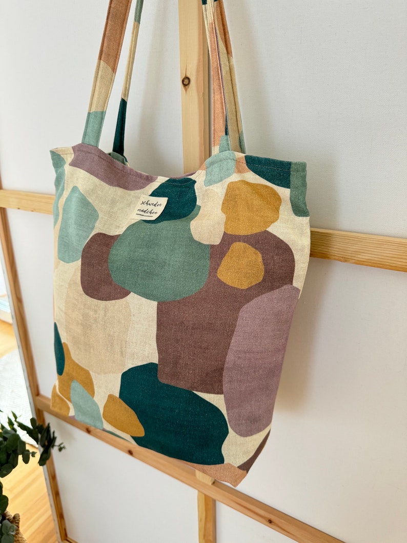 GRETE Shopper Canvas Aquarel // Totebag Strandtas Schoudertas vegan Skandi pastel eenvoudig minimalistisch afbeelding 6