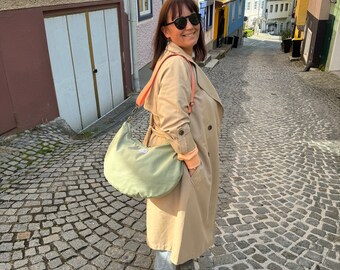 MAVI MOM-Bag Canvas salbei // Damen Shopper Totebag Moonbag große Tasche Handtasche Schultertasche vegan Skandi grün schlicht minimalistisch