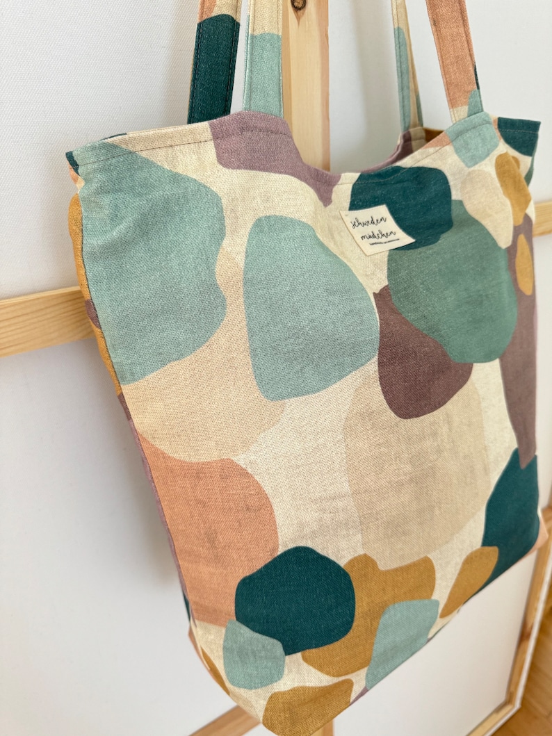 GRETE Shopper Canvas Aquarel // Totebag Strandtas Schoudertas vegan Skandi pastel eenvoudig minimalistisch afbeelding 7