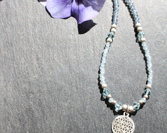 Flower of Life "necklace light Blue