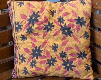 Funda de cojín decorativa Kantha de 50 x 50 cm, funda de cojín decorativa, funda de tapicería, India, saris antiguos, cojín decorativo