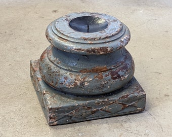 Candelabro a base de columna, vintage, indio, madera