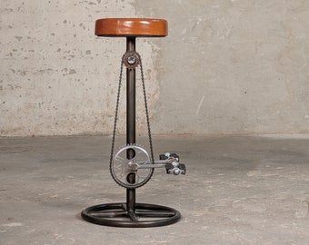 Taburete de bar para bicicleta, metal, cuero, reposapiés para pedales.