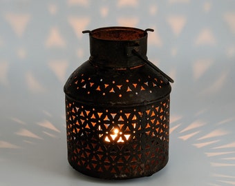 Set of 3 lanterns with tea light holders of different shapes, lantern, vintage, candle holder