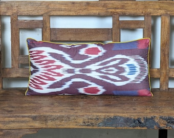 Cojín decorativo Ikat de 30 x 60 cm, tapicería Ikat, tela Ikat, tejido a mano en Afganistán.