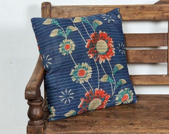Kantha Throw Pillow Cover 50x50cm Throw Pillow Cover Upholstery Cover India Ancient Sarees Throw Pillows