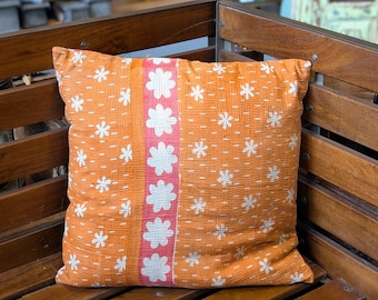 Funda de cojín decorativa Kantha de 50 x 50 cm, funda de cojín decorativa, funda de tapicería, India, saris antiguos, cojín decorativo