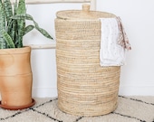 Large laundry basket or storage basket - handcrafted in natural fibers in bohemian style