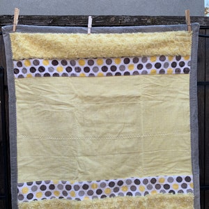 Yellow and gray geometric minky and flannel