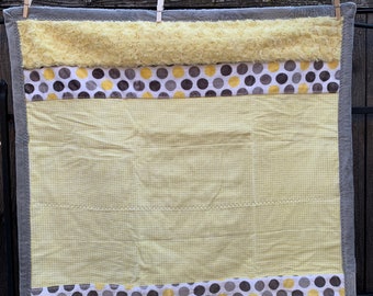 Yellow and gray geometric minky and flannel