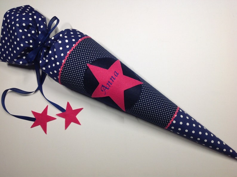 Star school bag, fabric school bag, school bag, pillow, pink dark blue, available for immediate delivery. image 4