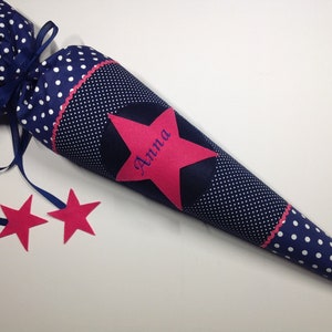 Star school bag, fabric school bag, school bag, pillow, pink dark blue, available for immediate delivery. image 3