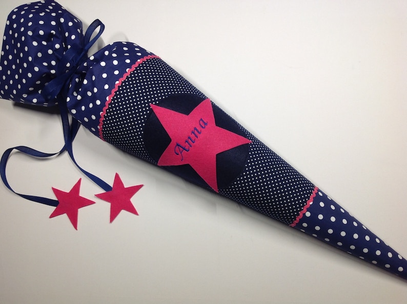 Star school bag, fabric school bag, school bag, pillow, pink dark blue, available for immediate delivery. image 3