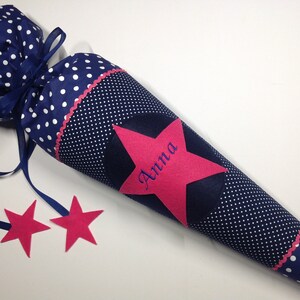 Star school bag, fabric school bag, school bag, pillow, pink dark blue, available for immediate delivery. image 2