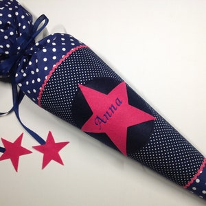 Star school bag, fabric school bag, school bag, pillow, pink dark blue, available for immediate delivery. image 6