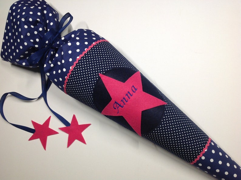 Star school bag, fabric school bag, school bag, pillow, pink dark blue, available for immediate delivery. image 6