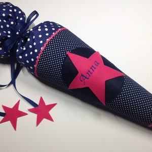 Star school bag, fabric school bag, school bag, pillow, pink dark blue, available for immediate delivery. image 5