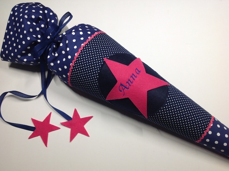 Star school bag, fabric school bag, school bag, pillow, pink dark blue, available for immediate delivery. image 5