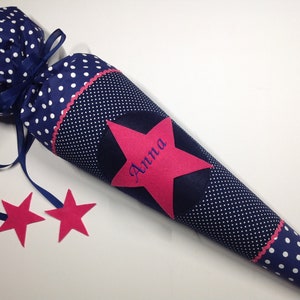 Star school bag, fabric school bag, school bag, pillow, pink dark blue, available for immediate delivery. image 1