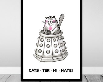 Doctor Who / Kunstdruck / Dalek / Katze / Poster Kunstdruck, Doctor Who, Dalek, Tardis, Gallifrey, Poster Doctor Who, Poster Universum,