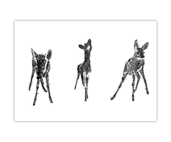 Reh Schwarz Weiß Kunstdruck Poster A4 Tier Foto Geschenk Deko Bild Druck