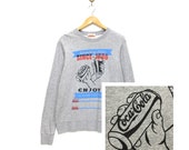 Nice COCA COLA Drink Crewneck Long Sleeve Sweatshirt Big Logo Pull Over Jumper Small Fit