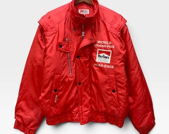 Vintage 1990s Marlboro X Yamaha World Grand Prix Road Race Racing Light Jacket Vintage Clothing Japanese Racing Jacket / L